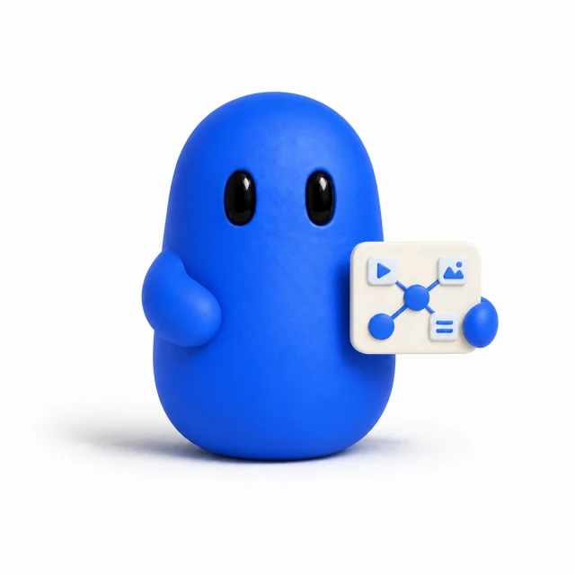 Blue CMS Publisher bot holding a multi-channel dispatch board