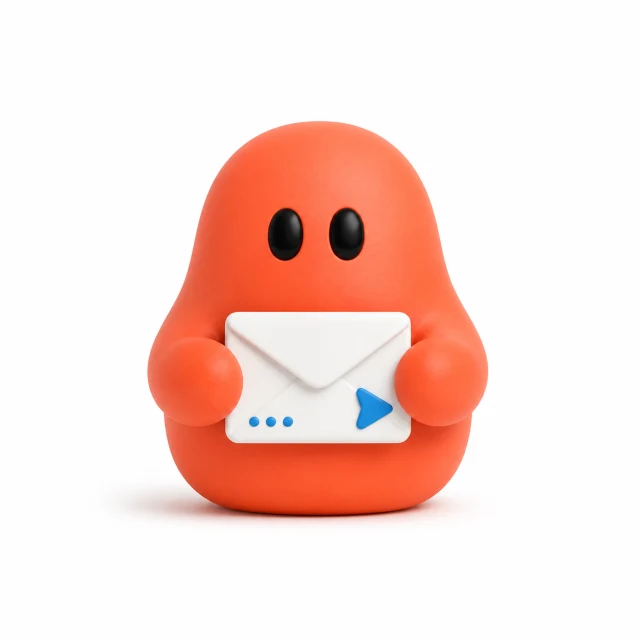 Coral Email Campaign bot holding a send-ready envelope