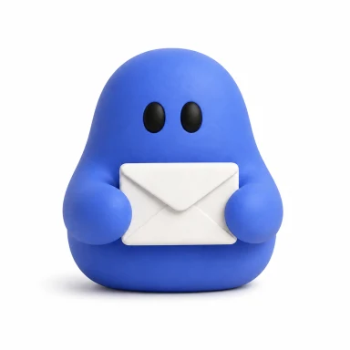 Blue Newsletter Editor bot holding an envelope