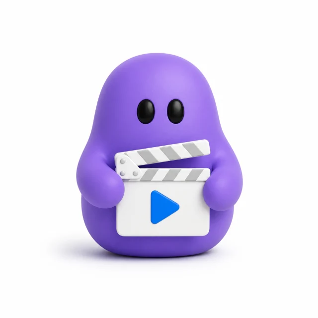 Violet Video Script Writer bot holding a clapperboard